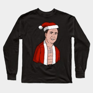 nicolas cage as santa, ugly Christmas sweater. Long Sleeve T-Shirt